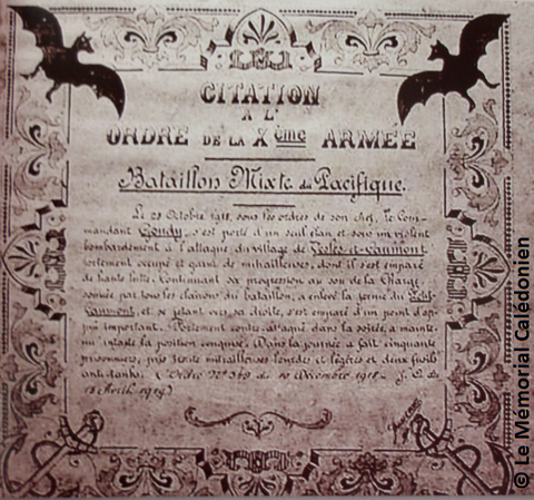 Citation du Bataillon mixte du Pacifique